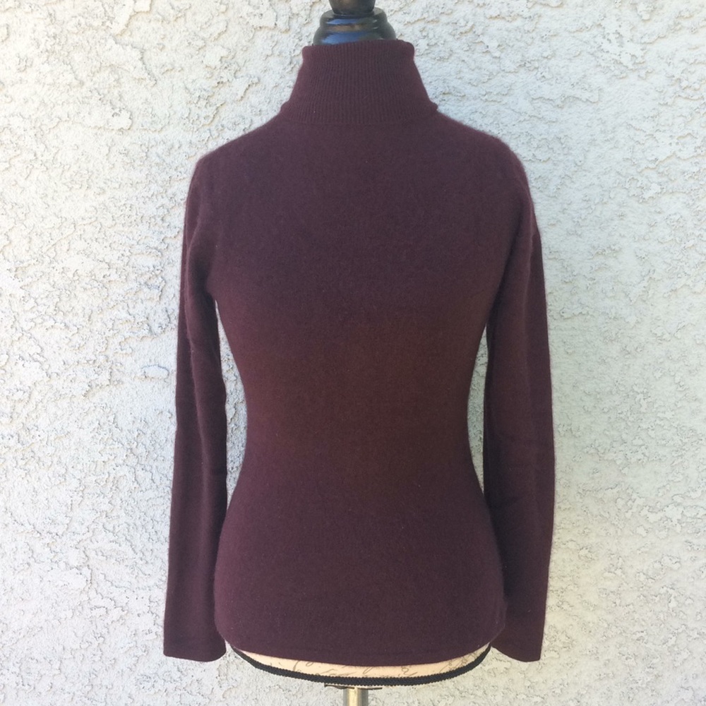 Vintage Plum Cashmere Pullover Turtleneck Sweater - Picture 1 of 4